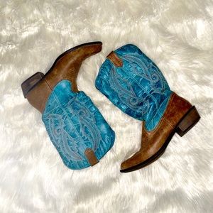 Coconuts Blue and Brown Cowboy Boots 6